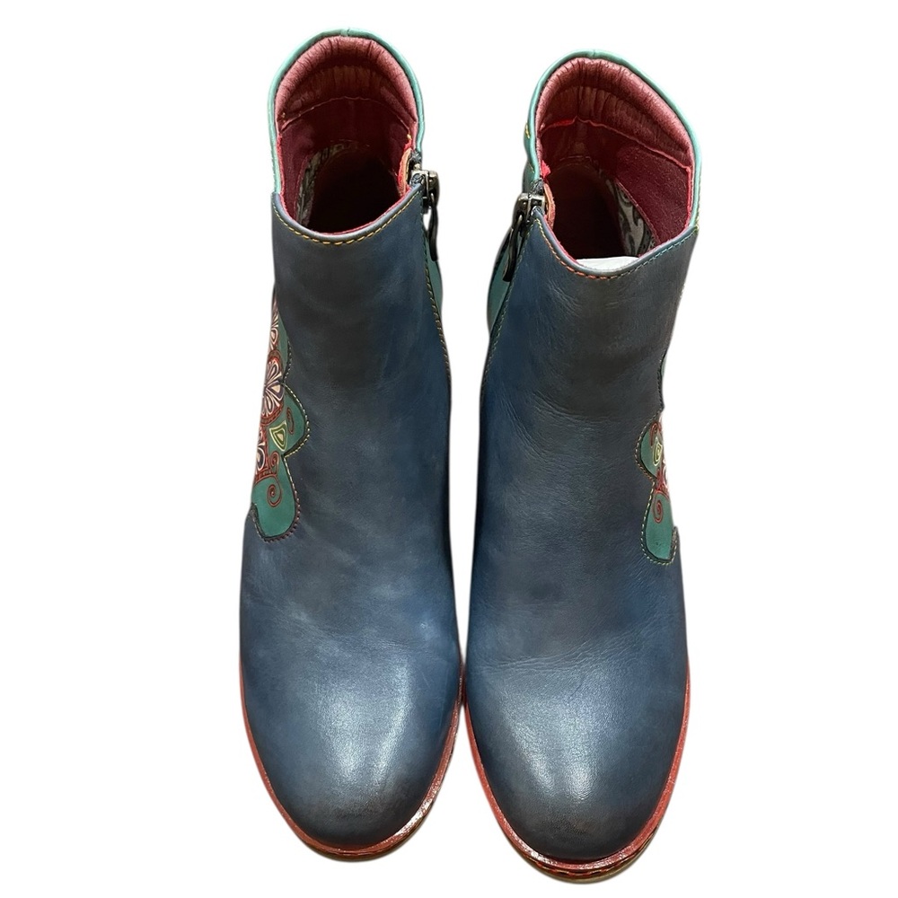 Spring step L'ARTISTE ZAHIMI BLUE BOOTS SZ 39 8.5  NEW - Picture 3 of 6
